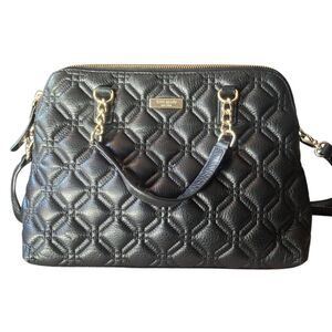 Kate Spade Astor Court Rachelle Quilted Leather Satchel – Black Crossbody Bag